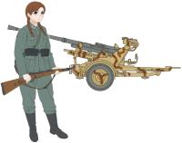 FineMolds 1/35 Historic Costume Girl 3.7cm Flak 37 AA Gun with Figure 'Hannah' (Special Order)
