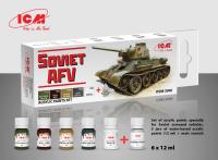 ICM Set of 6 Acrylic Paints Specially for Soviet Armored Vehicles (Special Order)