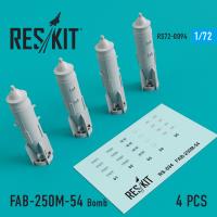 Res/Kit FAB-250_-54 Bomb (4 pcs) (MiG-21/23/27/29, Su-7/17/20/22/24/25/27/30/34, YAK-130) (Special Order)