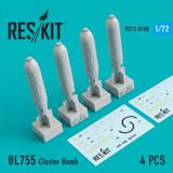 Res/Kit BL755 Cluster Bomb (4 pcs) (, Jaguar, Harrier, Phantom, MiG-27) (Special Order)