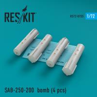 Res/Kit SAB-250-200 bomb (4 pcs) Su-7, Su-17, Su-24, Su-25, Su-27, Su-30, Su-34, MiG-21, MiG-27, Yak-38, Jak-130 (Special Order)