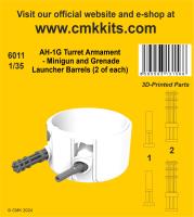CMK 1/35 3D Printed AH-1G Turret Armament - Minigun and Grenade Launcher Barrels (2 of each) (Special Order)