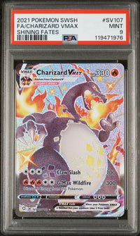 2021 POKEMON SWORD & SHIELD SHINING FATES #SV107 CHARIZARD VMAX SHINING FATES PSA 9