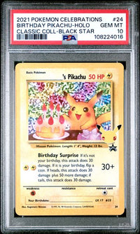 PSA 10 2021 POKEMON CELEBRATIONS CLASSIC COLLECTION #24 BIRTHDAY PIKACHU-HOLO #108224016