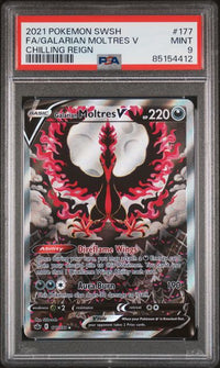 2021 POKEMON SWORD & SHIELD CHILLING REIGN #177 FA/GALARIAN MOLTRES V CHILLING REIGN PSA 9  #85154412