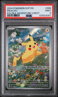 2024 POKEMON SVP EN-SV BLACK STAR PROMO #088 PIKACHU PALDEA ADVENTURE CHEST PSA 9 #133824067