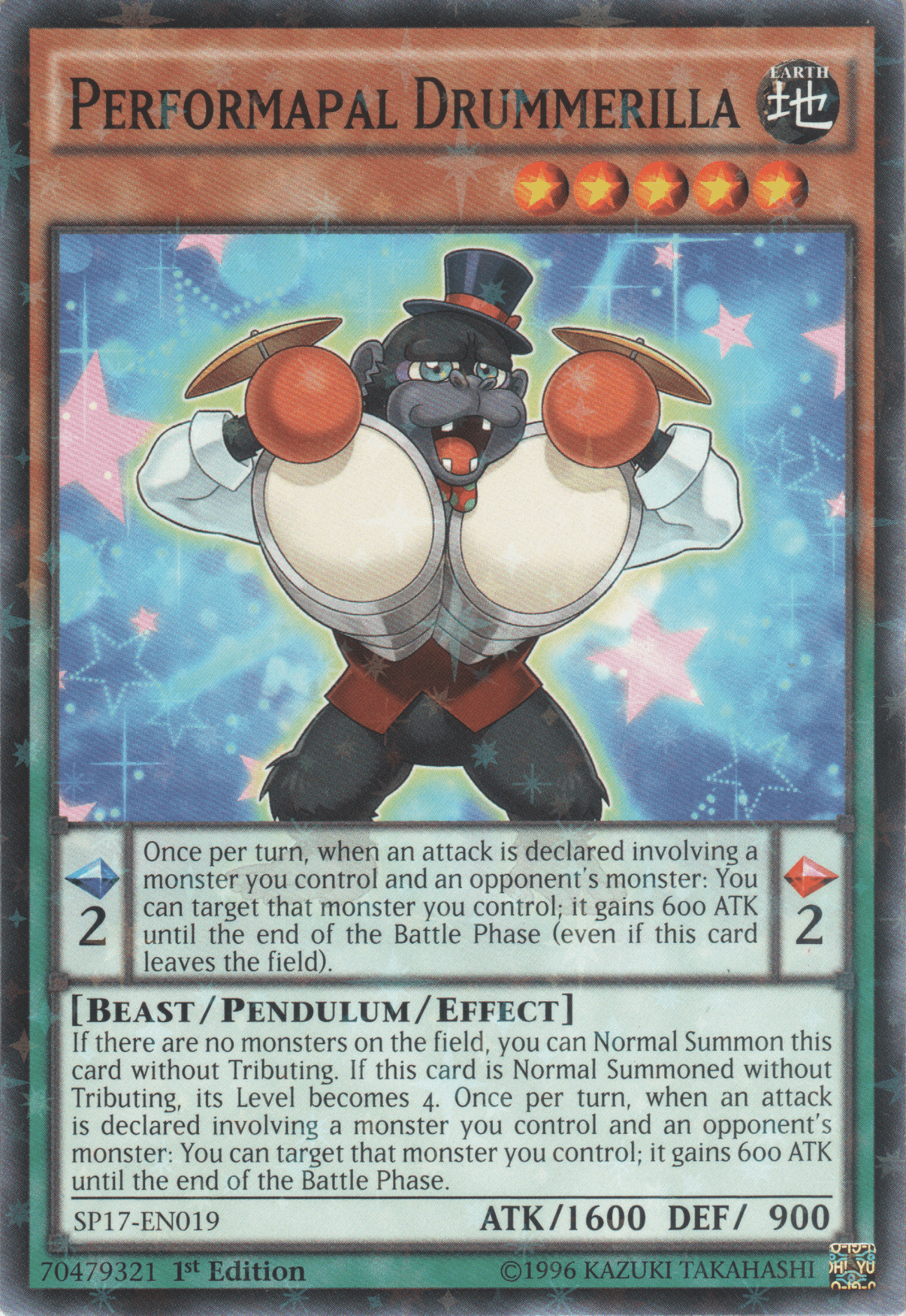 Performapal Drummerilla [SP17-EN019] Starfoil Rare - POKÉ JEUX