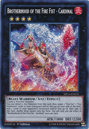 Brotherhood of the Fire Fist - Cardinal [MP14-EN031] Secret Rare - POKÉ JEUX