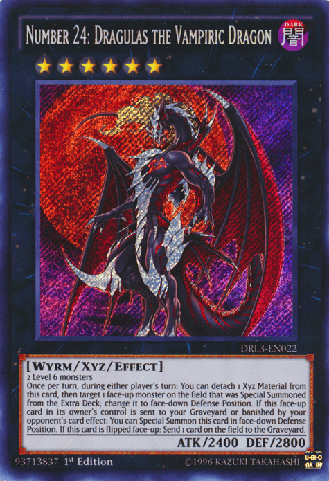 Number 24: Dragulas the Vampiric Dragon [DRL3-EN022] Secret Rare - POKÉ JEUX