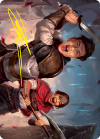 Daybreak Combatants Art Card (Gold-Stamped Signature) [Innistrad: Crimson Vow Art Series]