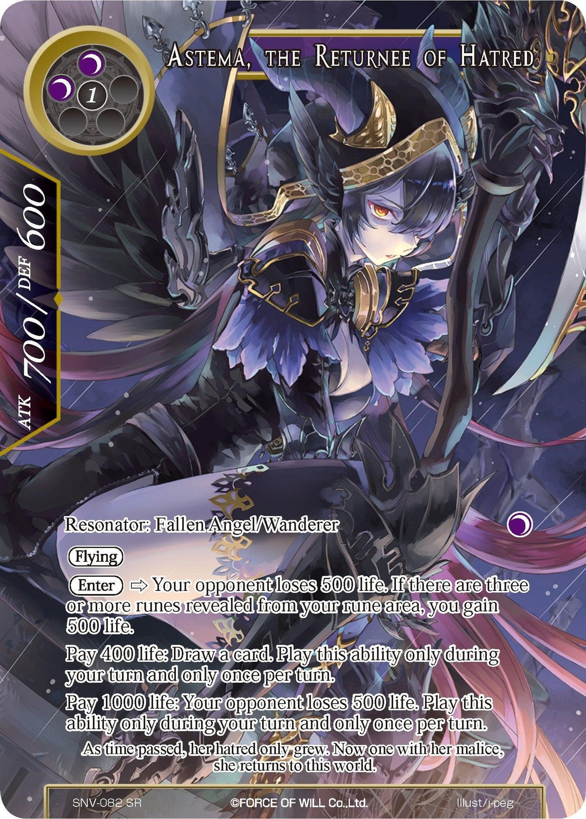 Astema, the Returnee of Hatred (Full Art) (SNV-082) [The Strangers of New Valhalla] - POKÉ JEUX
