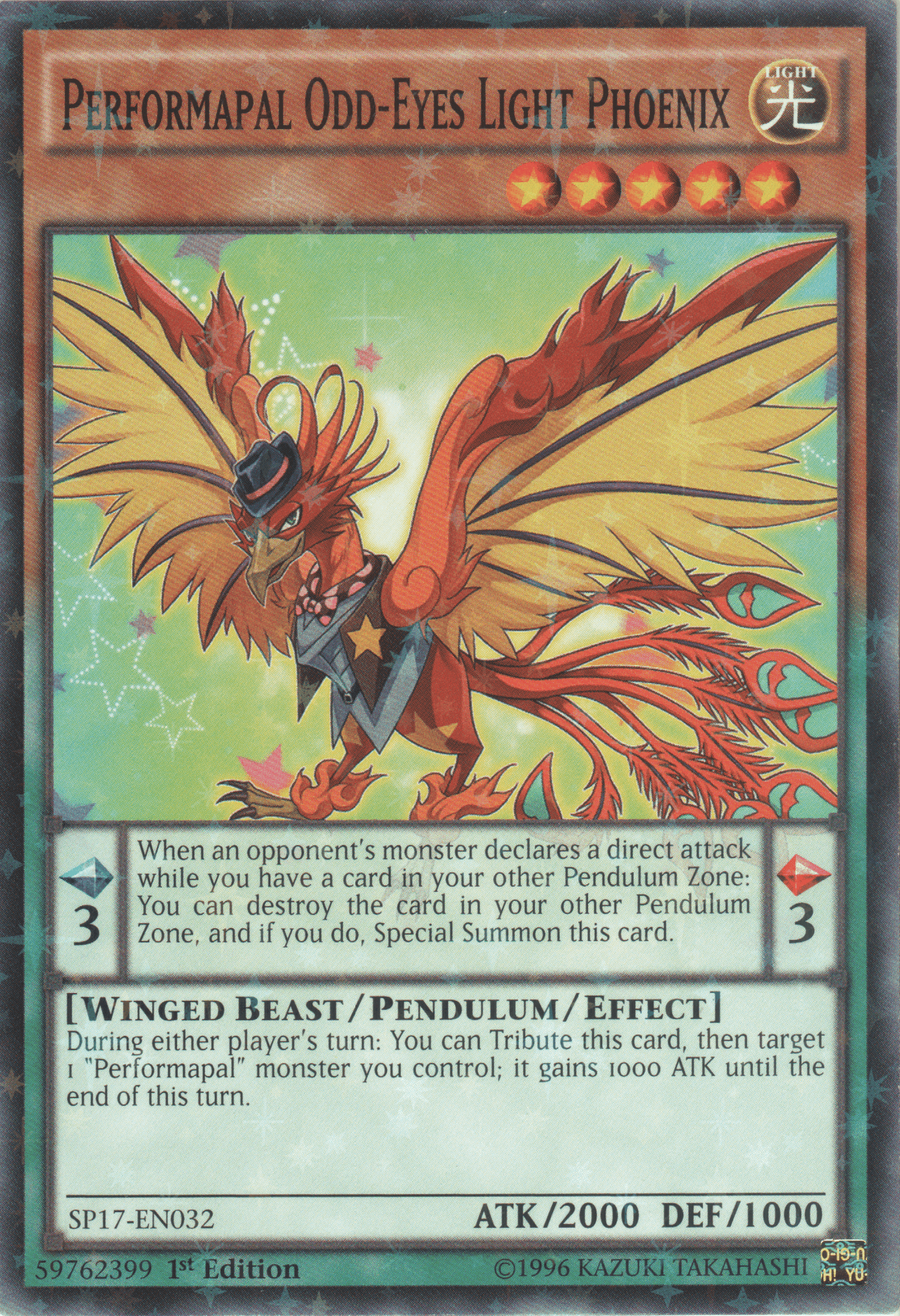 Performapal Odd-Eyes Light Phoenix [SP17-EN032] Starfoil Rare - POKÉ JEUX