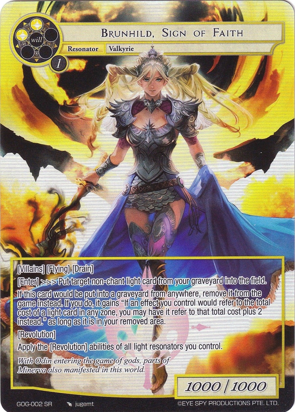 Brunhild, Sign of Faith (Full Art) (GOG-002) [Game of Gods] - POKÉ JEUX