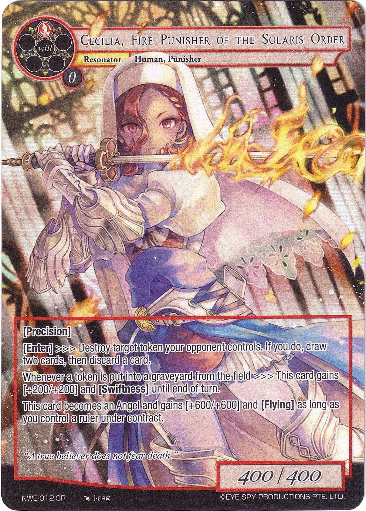 Cecilia, Fire Punisher of the Solaris Order (Full Art) (NWE-012 SR) [A New World Emerges] - POKÉ JEUX