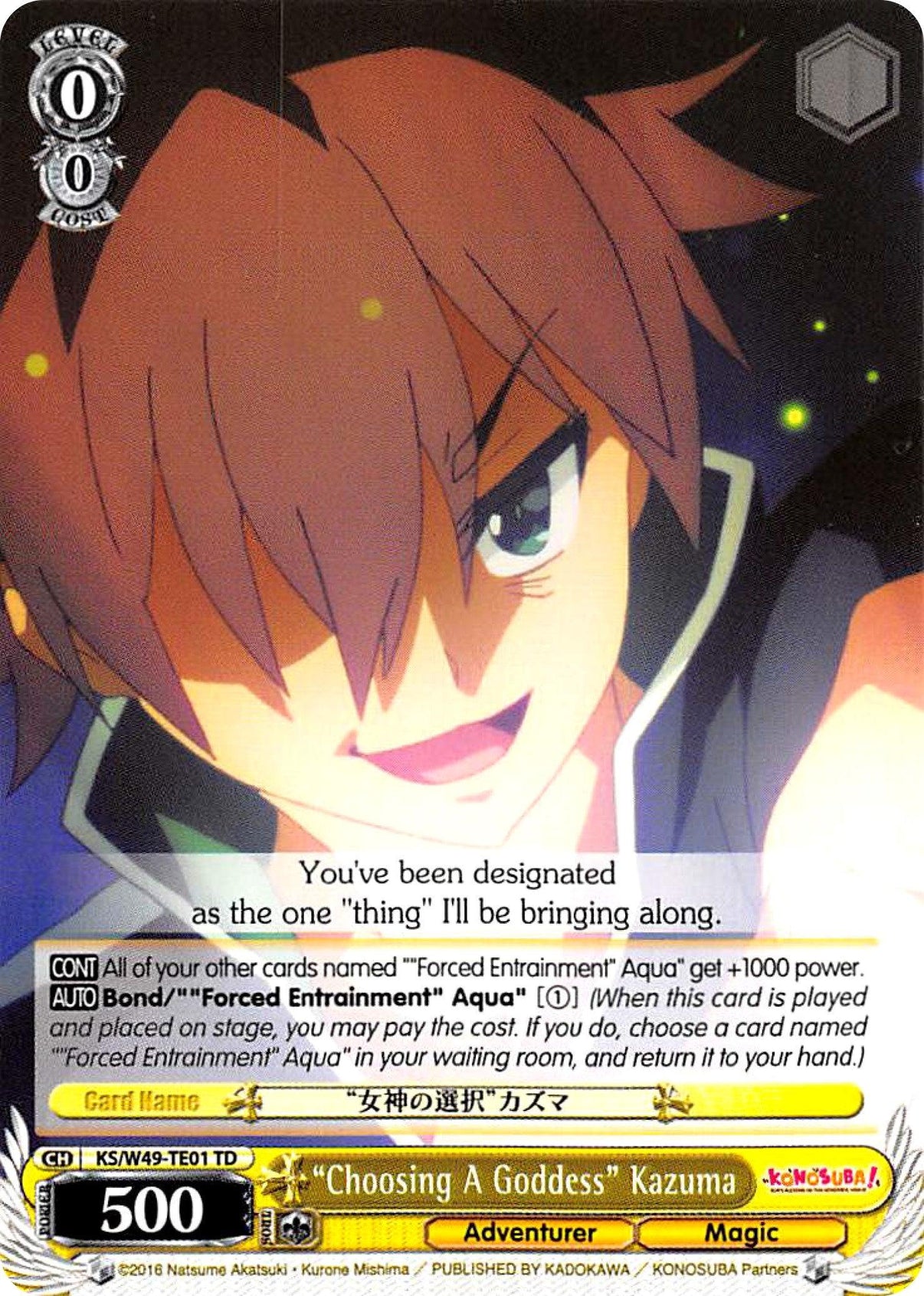 "Choosing A Goddess" Kazuma (KS/W49-TE01 TD) [KonoSuba] - POKÉ JEUX