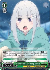 Considerate Warning, Emilia (RZ/SE35-E33 C) (Parallel Foil) [Re:ZERO: The Frozen Bond] - POKÉ JEUX