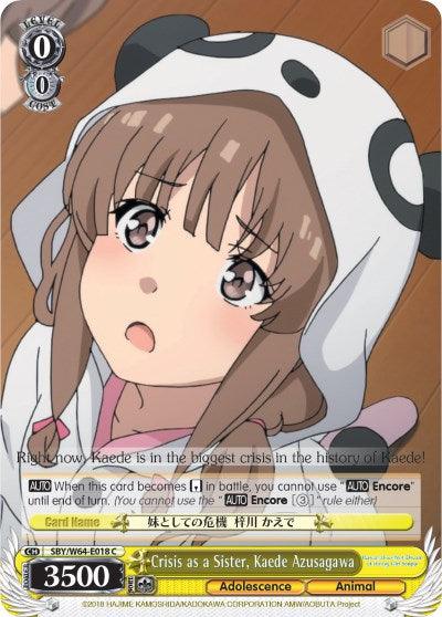 Crisis as a Sister, Kaede Azusagawa (SBY/W64-E018 C) [Rascal Does Not Dream of Bunny Girl Senpai] - POKÉ JEUX