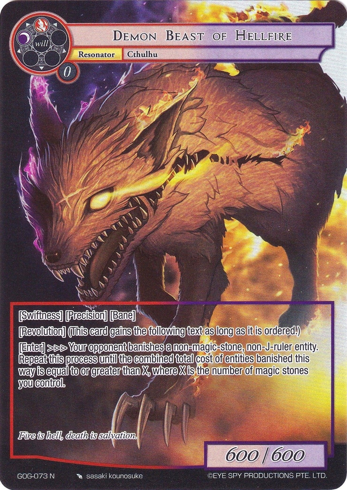 Demon Beast of Hellfire (Full Art) (GOG-073) [Game of Gods] - POKÉ JEUX