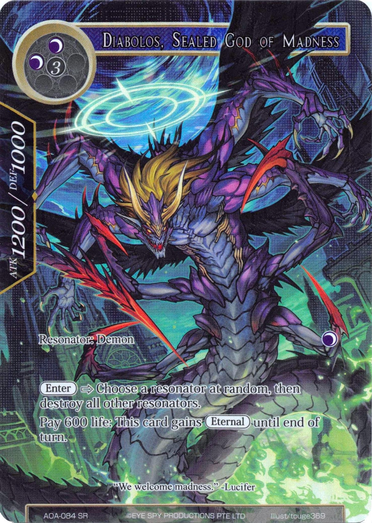 Diabolos, Sealed God of Madness (Full Art) (AOA-084) [Awakening of the Ancients] - POKÉ JEUX