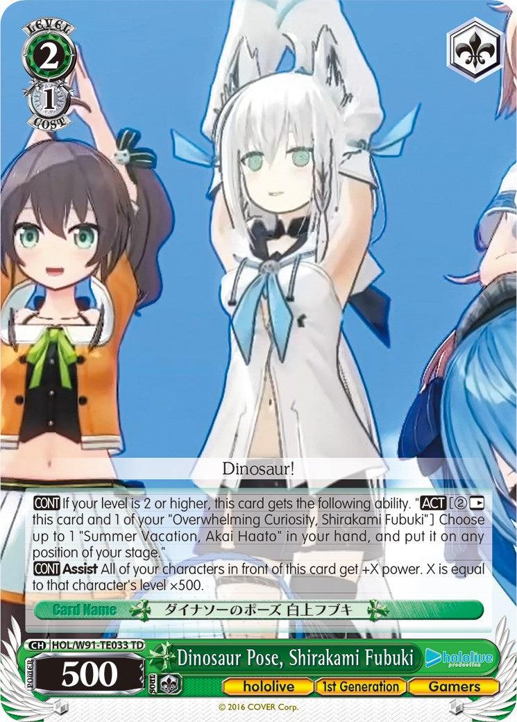Dinosaur Pose, Shirakami Fubuki (HOL/W91-TE033 TD) [hololive production] - POKÉ JEUX