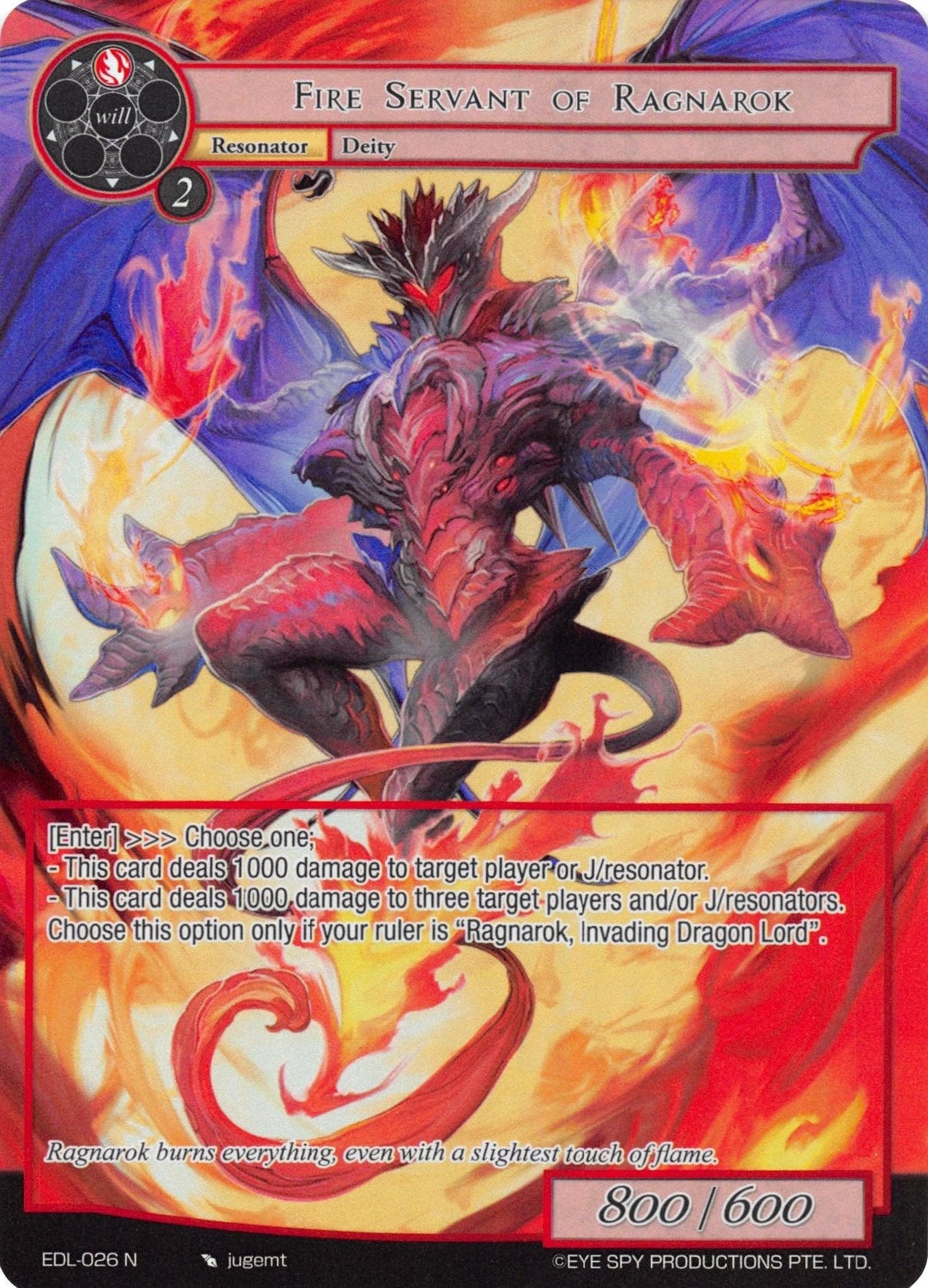 Fire Servant of Ragnarok (Full Art) (EDL-026) [The Epic of the Dragon Lord] - POKÉ JEUX