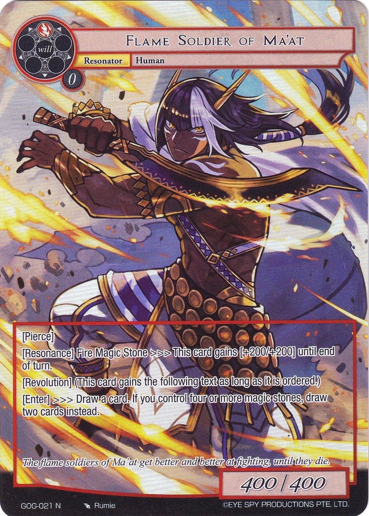 Flame Soldier of Ma'at (Full Art) (GOG-021) [Game of Gods] - POKÉ JEUX