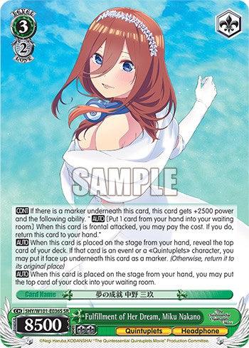 Fulfillment of Her Dream, Miku Nakano (5HY/W101-E036S SR) [The Quintessential Quintuplets Movie] - POKÉ JEUX
