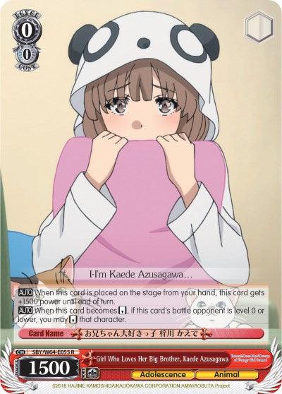 Girl Who Loves Her Big Brother, Kaede Azusagawa (SBY/W64-E055 R) [Rascal Does Not Dream of Bunny Girl Senpai] - POKÉ JEUX
