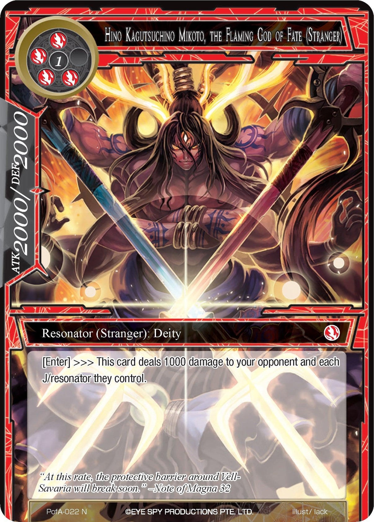 HIno Kagutsuchino Mikoto, the Flaming God of Fate (Stranger) (PofA-022) [Alice Origin IV: Prologue of Attoractia] - POKÉ JEUX
