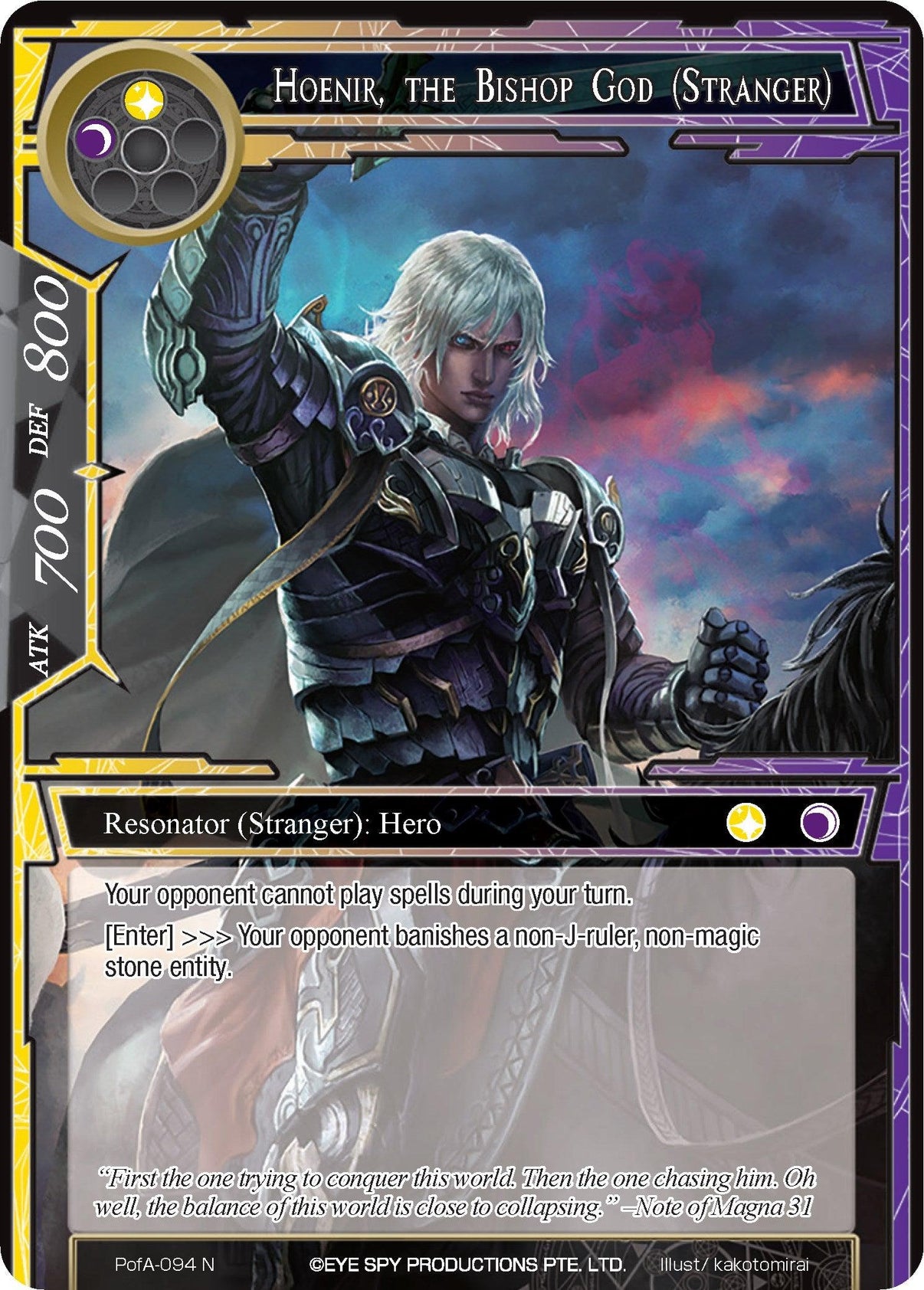 Hoenir, the Bishop God (Stranger) (PofA-094) [Alice Origin IV: Prologue of Attoractia] - POKÉ JEUX