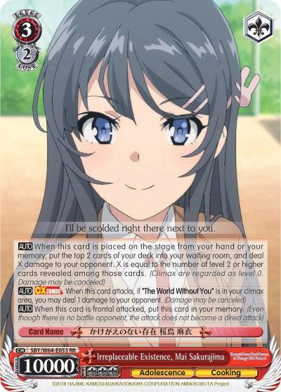 Irreplaceable Existence, Mai Sakurajima (SBY/W64-E053 RR) [Rascal Does Not Dream of Bunny Girl Senpai] - POKÉ JEUX