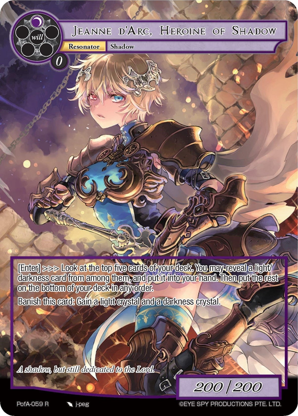 Jeanne D'Arc, Heroine of Shadow (Full Art) (PofA-059) [Alice Origin IV: Prologue of Attoractia] - POKÉ JEUX