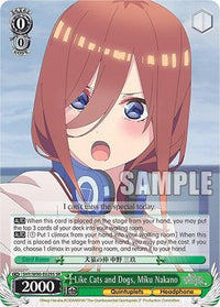 Like Cats and Dogs, Miku Nakano (5HY/W90-E029S SR) [The Quintessential Quintuplets 2] - POKÉ JEUX