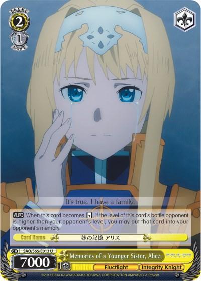 Memories of a Younger Sister, Alice (SAO/S65-E013 U) [Sword Art Online -Alicization-] - POKÉ JEUX