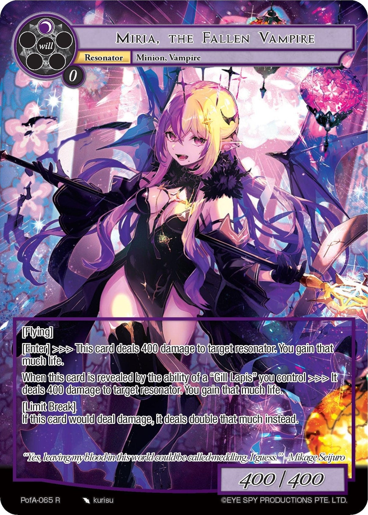 Miria, the Fallen Vampire (Full Art) (PofA-065) [Alice Origin IV: Prologue of Attoractia] - POKÉ JEUX