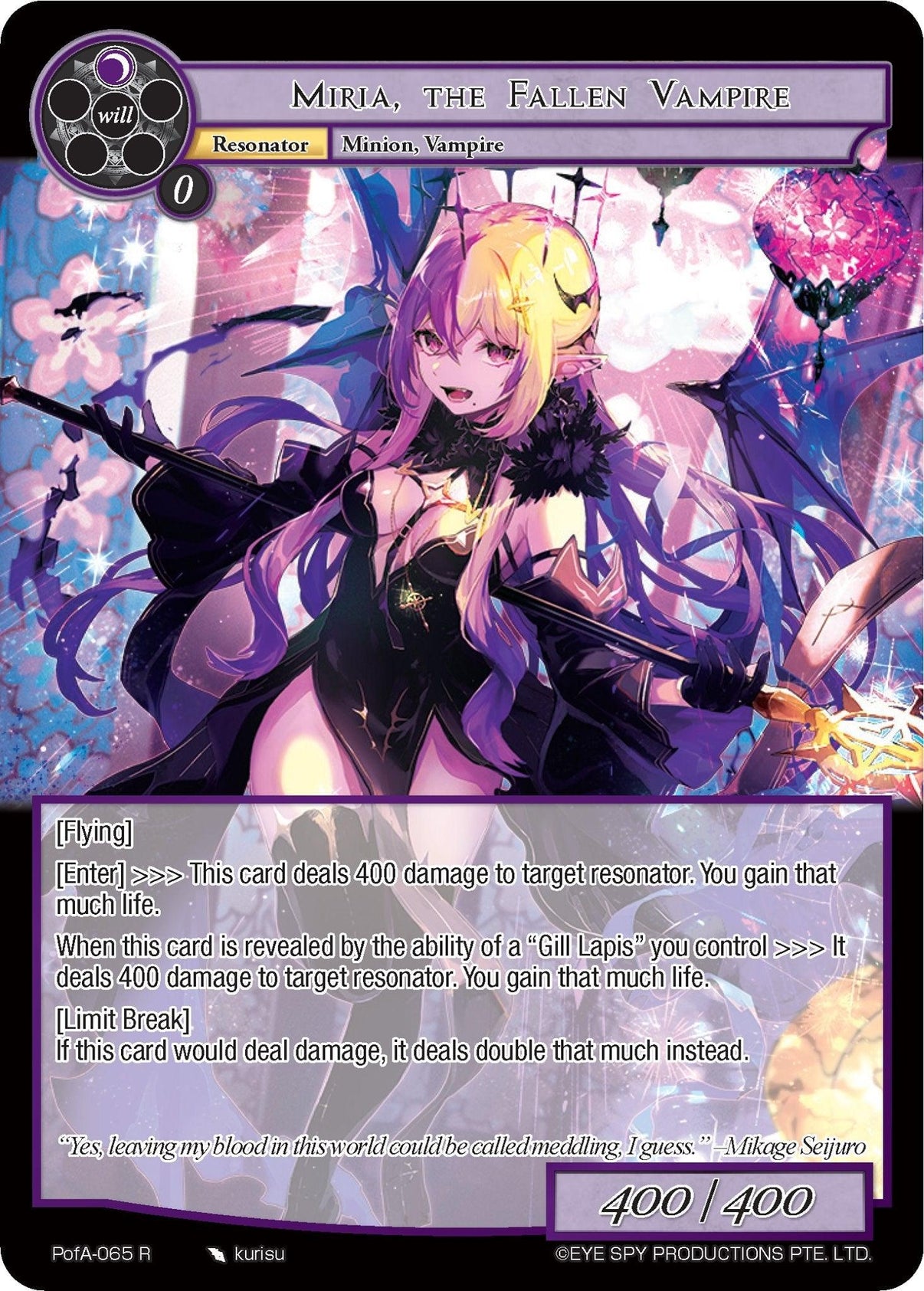 Miria, the Fallen Vampire (PofA-065) [Alice Origin IV: Prologue of Attoractia] - POKÉ JEUX