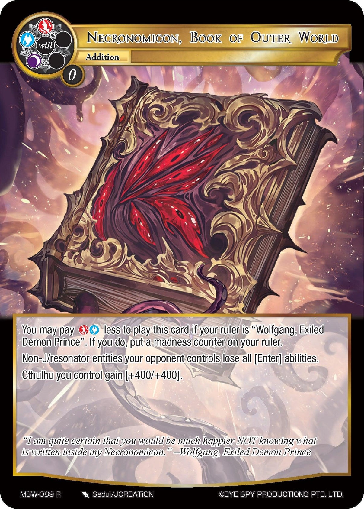 Necronomicon, Book of Outer World (MSW-089) [The Magic Stone War - Zero] - POKÉ JEUX