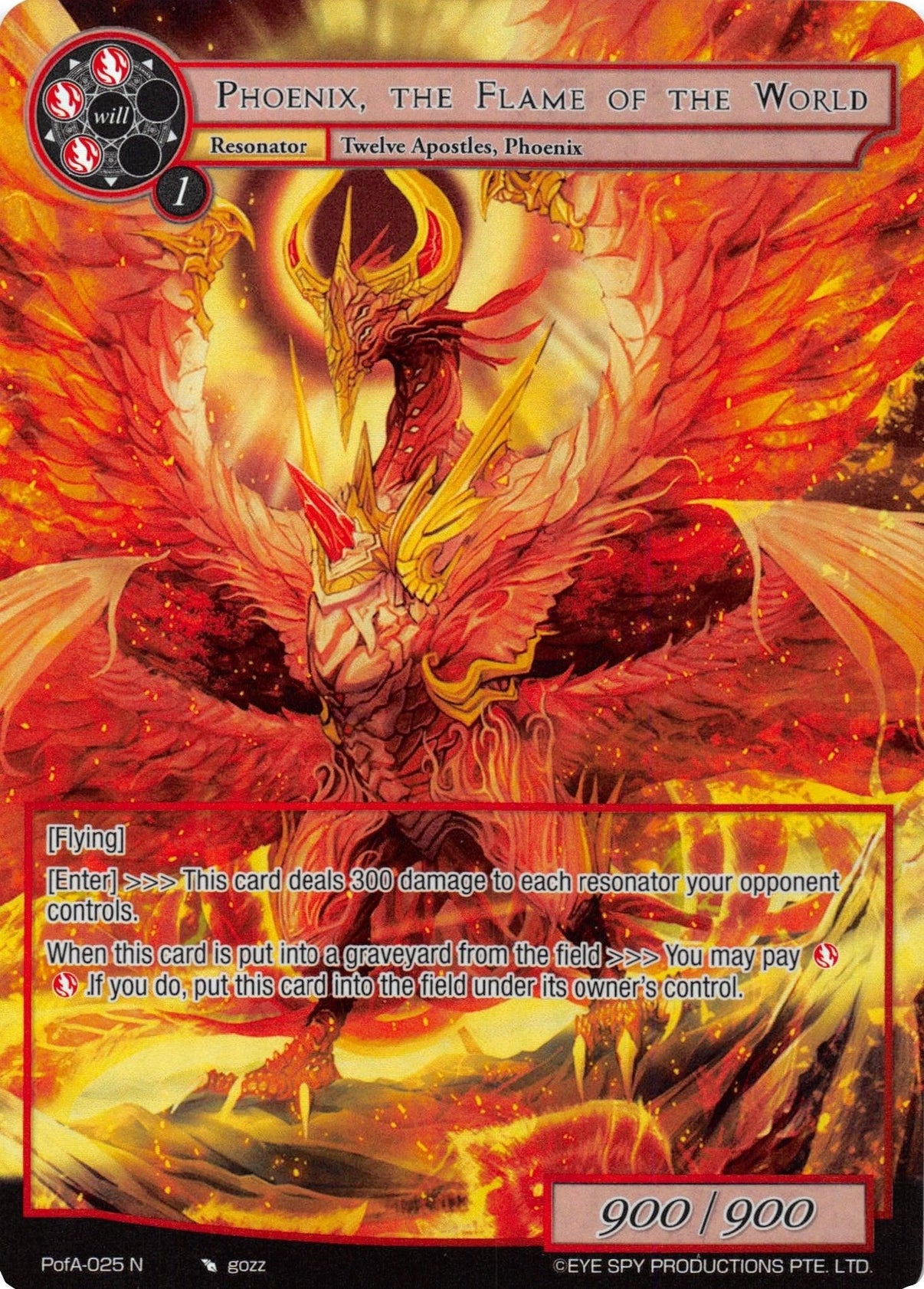 Phoenix, the Flame of the World (Full Art) (PofA-025) [Alice Origin IV: Prologue of Attoractia] - POKÉ JEUX