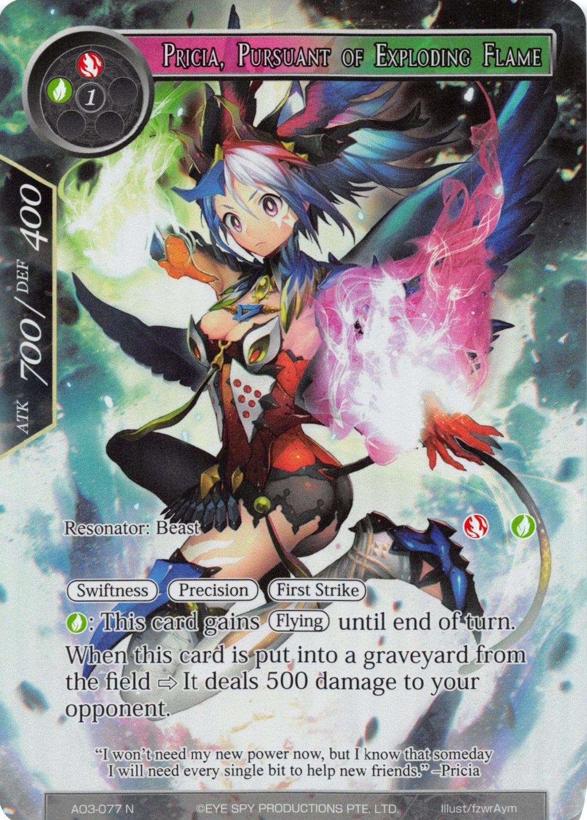 Pricia, Pursuant of Exploding Flame (Full Art) (AO3-077) [Alice Origin III] - POKÉ JEUX