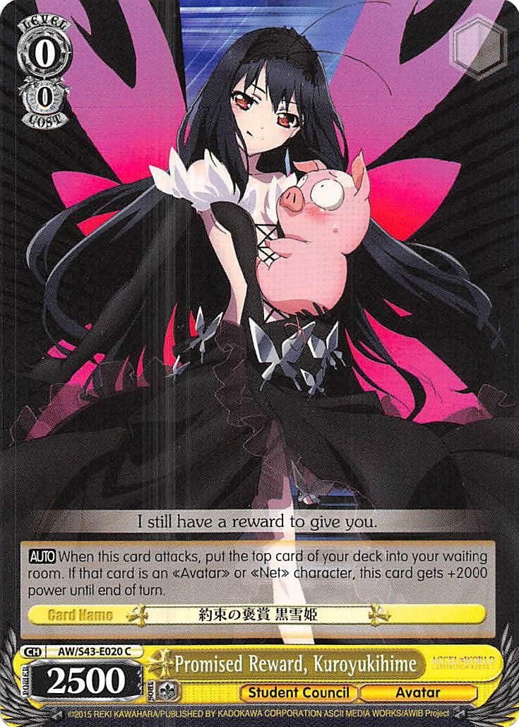 Promised Reward, Kuroyukihime (AW/S43-E020 C) [Accel World -Infinite Burst-] - POKÉ JEUX