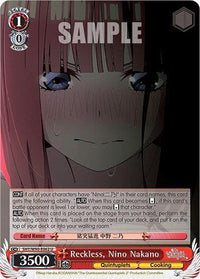 Reckless, Nino Nakano (5HY/W90-E062 U) [The Quintessential Quintuplets 2] - POKÉ JEUX