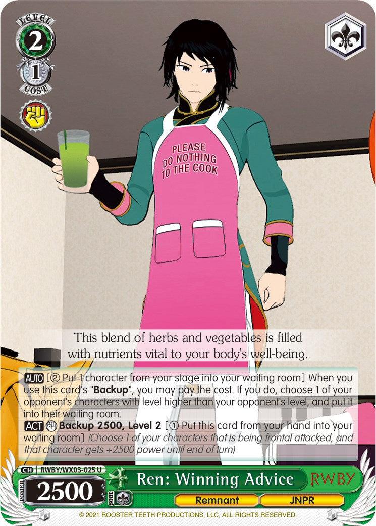 Ren: Winning Advice (RWBY/WX03-025 U) [RWBY] - POKÉ JEUX