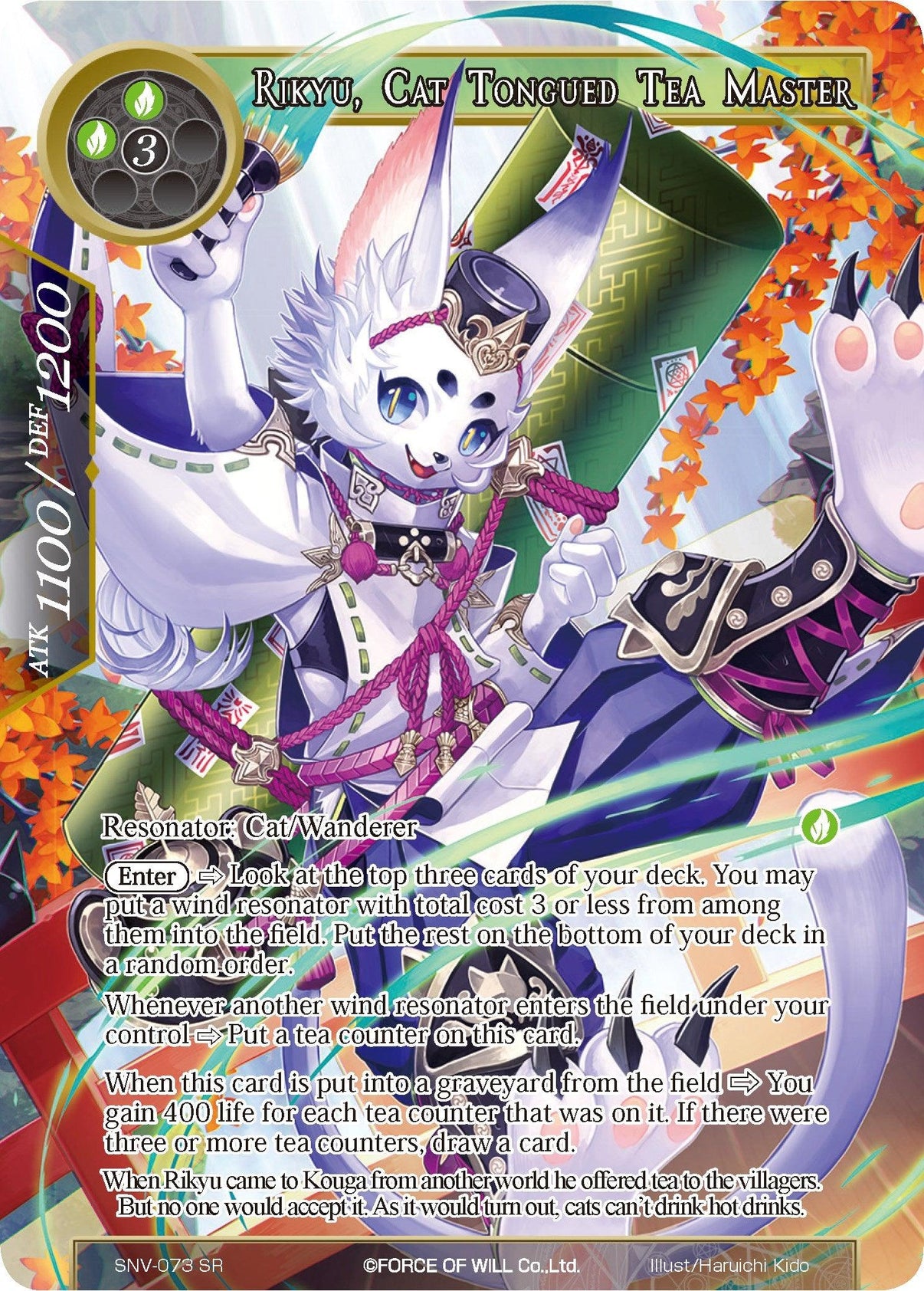 Rikyu, Cat Tongued Tea Master (Full Art) (SNV-073) [The Strangers of New Valhalla] - POKÉ JEUX