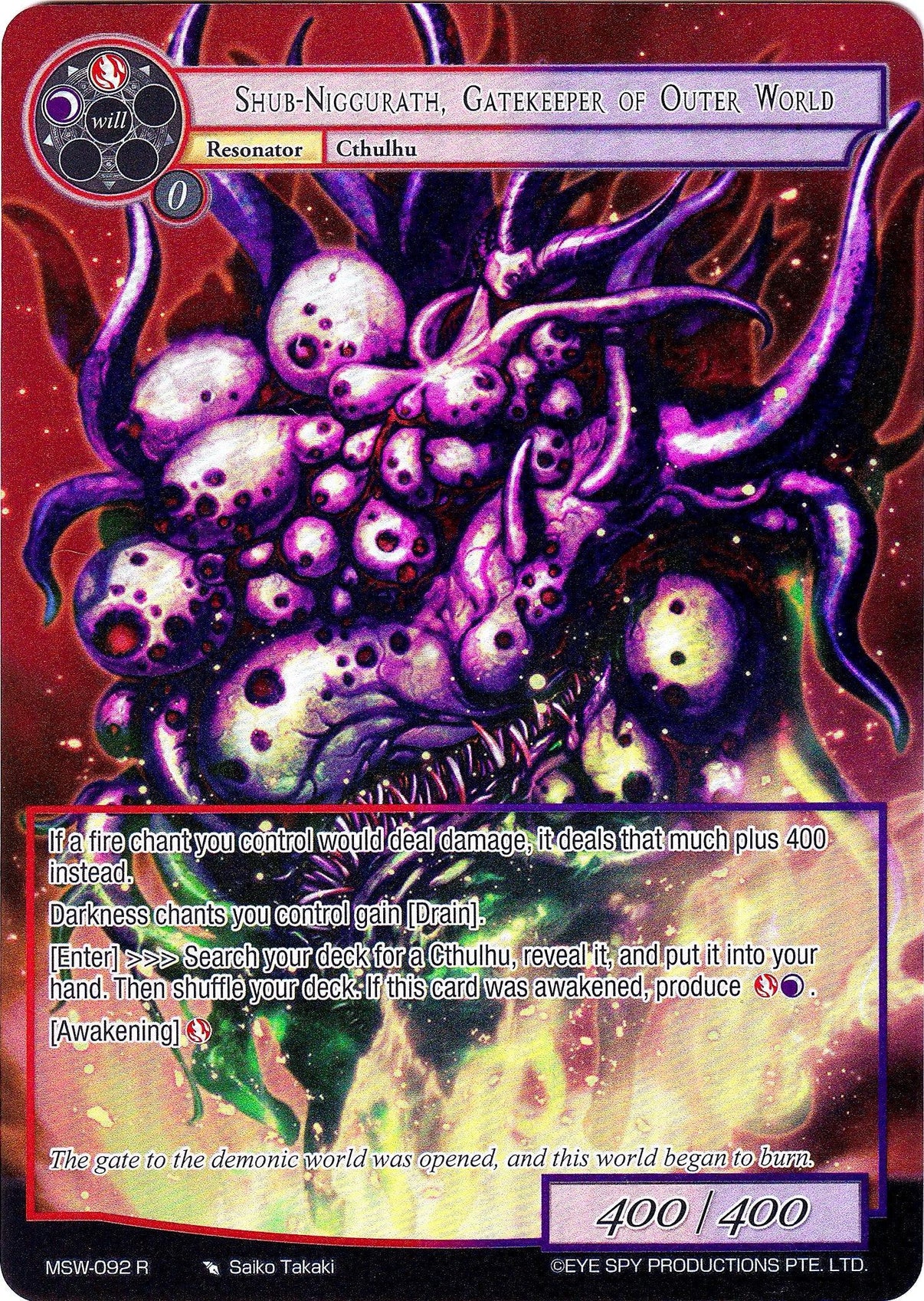 Shub-Niggurath, Gatekeeper of Outer World (Full Art) (MSW-092) [The Magic Stone War - Zero] - POKÉ JEUX