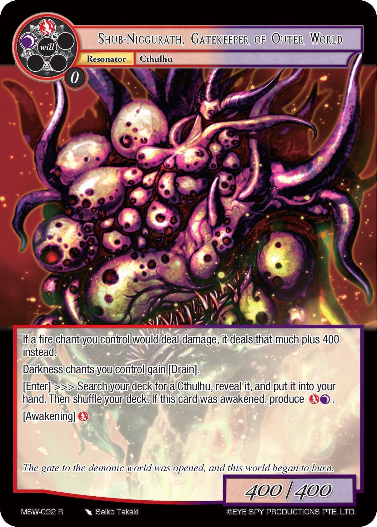 Shub-Niggurath, Gatekeeper of Outer World (MSW-092) [The Magic Stone War - Zero] - POKÉ JEUX