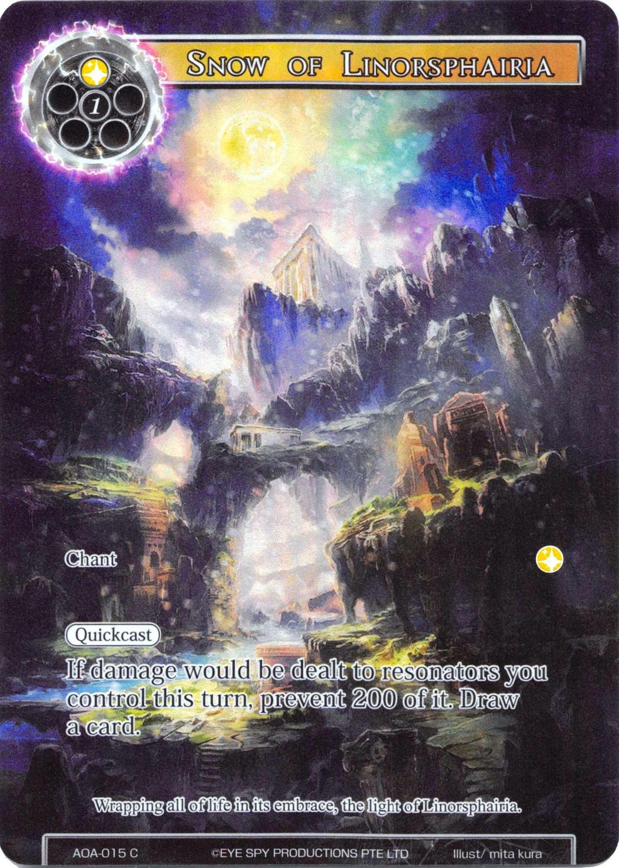 Snow of Linorsphairia (Full Art) (AOA-015) [Awakening of the Ancients] - POKÉ JEUX