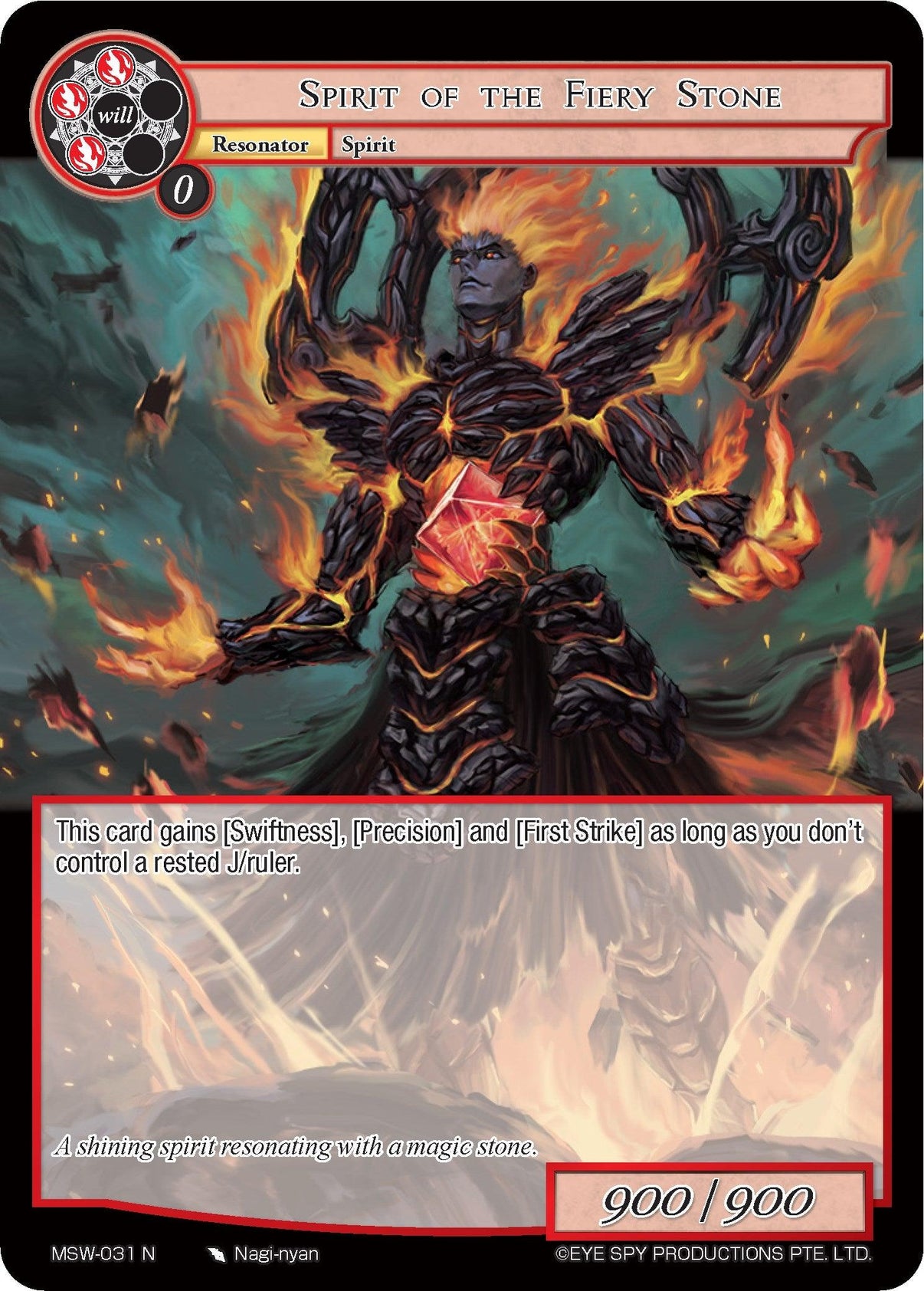 Spirit of the Fiery Stone (MSW-031) [The Magic Stone War - Zero] - POKÉ JEUX