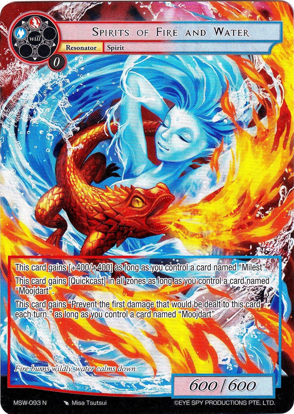 Spirits of Fire and Water (Full Art) (MSW-093) [The Magic Stone War - Zero] - POKÉ JEUX