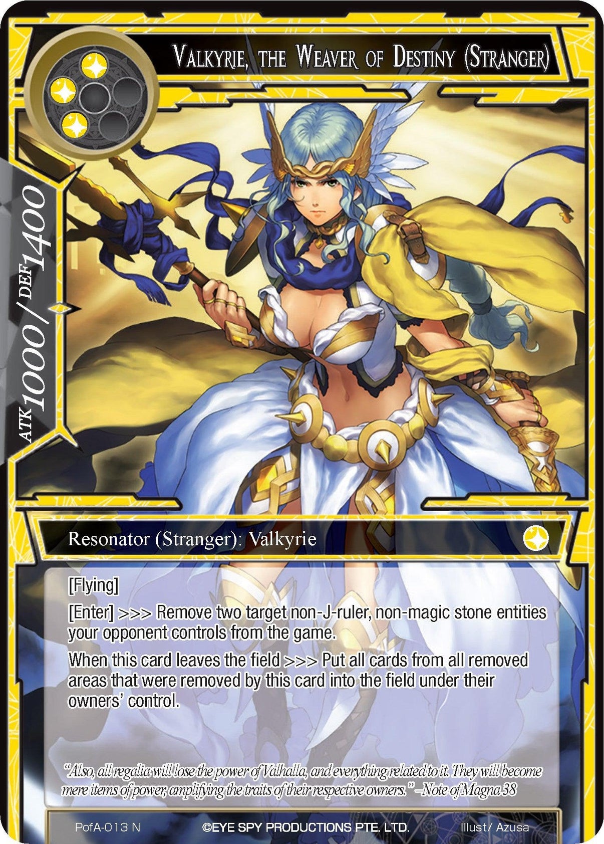 Valkyrie, the Weaver of Destiny (Stranger) (PofA-013) [Alice Origin IV: Prologue of Attoractia] - POKÉ JEUX