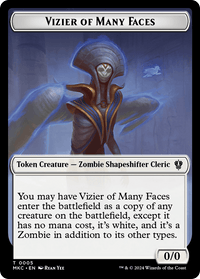 Vizier of Many Faces // Zombie Double-Sided Token [Murders at Karlov Manor Commander Tokens] - POKÉ JEUX
